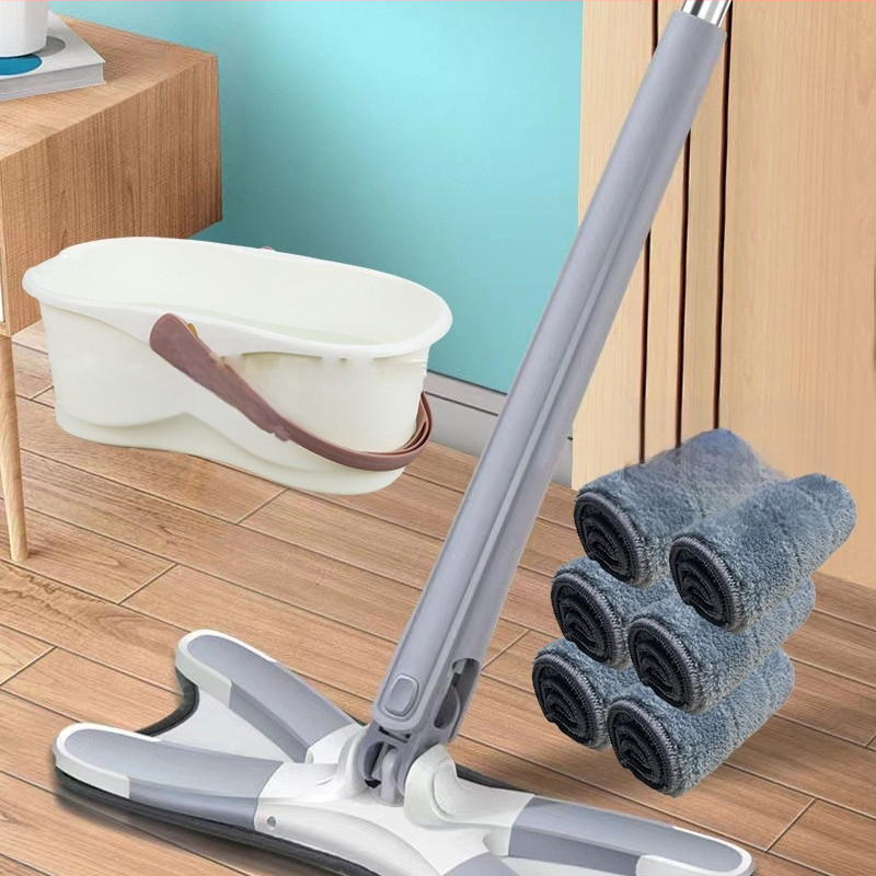 Pillangó klipszes lapos felmosó — kéz nélküli használat, összecsukható, nedves-száraz kettős használat