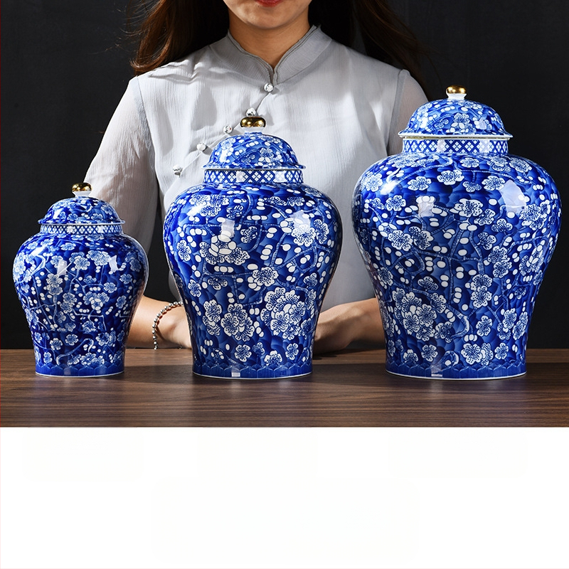 Kerámia teás tárolók szilva virág mintával, 2 kg, könnyed luxus retro stílus