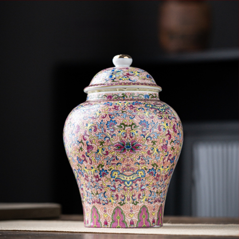 Kerámia teás tárolók szilva virág mintával, 2 kg, könnyed luxus retro stílus