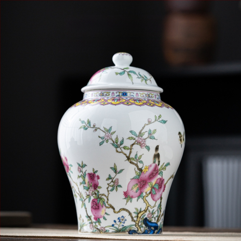 Kerámia teás tárolók szilva virág mintával, 2 kg, könnyed luxus retro stílus