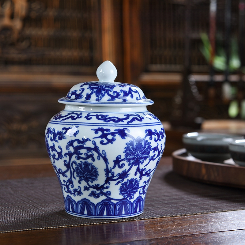 Kerámia teás tárolók szilva virág mintával, 2 kg, könnyed luxus retro stílus