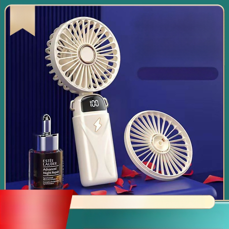 Ventilator de mână USB, pliabil, cu 5 palete, 5 trepte, baterie detașabilă 1000–1200 mAh, zgomot 45–50 dB