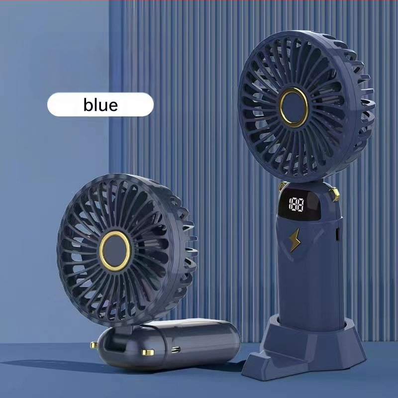 Ventilator de mână USB, pliabil, cu 5 palete, 5 trepte, baterie detașabilă 1000–1200 mAh, zgomot 45–50 dB