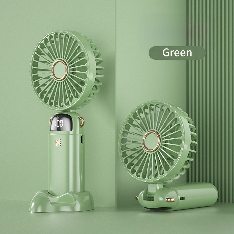 Ventilator de mână USB, pliabil, cu 5 palete, 5 trepte, baterie detașabilă 1000–1200 mAh, zgomot 45–50 dB