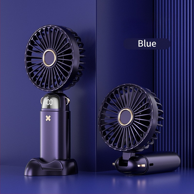Ventilator de mână USB, pliabil, cu 5 palete, 5 trepte, baterie detașabilă 1000–1200 mAh, zgomot 45–50 dB