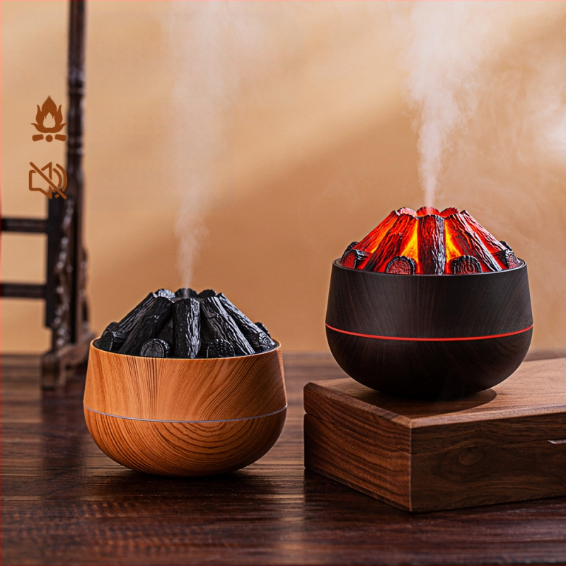 Sx-e351 Ултразвуков овлажнител с USB захранване – кръгъл дизайн, резервоар до 0.5 л, обхват 21–30 м², 1 изход за мъгла, таймер 2–8 ч, шум до 36 dB, дизайн на пламък