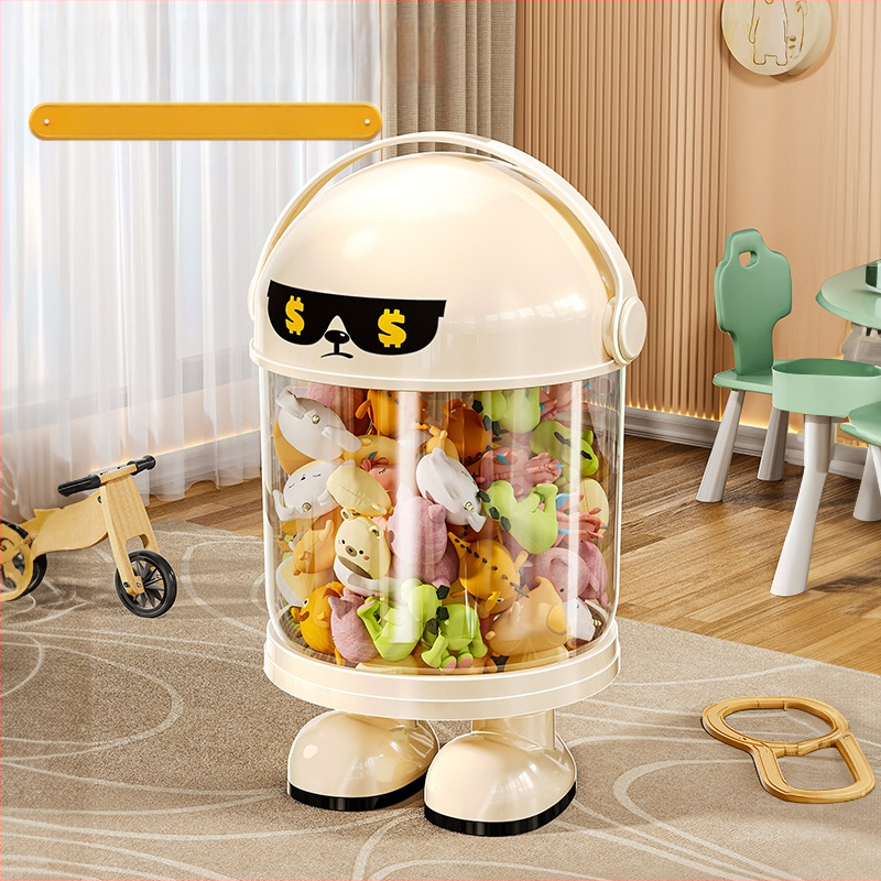 Пластмасова кутия за съхранение на играчки с прахозащитна тръба — модерен минималистичен стил за дневната