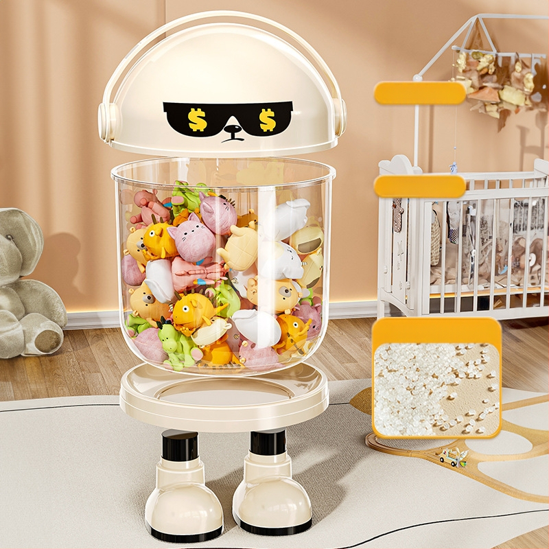 Пластмасова кутия за съхранение на играчки с прахозащитна тръба — модерен минималистичен стил за дневната