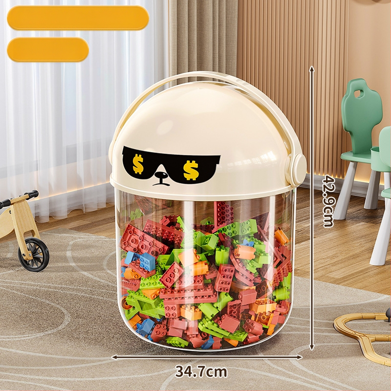 Пластмасова кутия за съхранение на играчки с прахозащитна тръба — модерен минималистичен стил за дневната