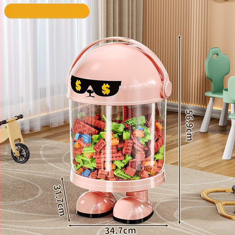 Пластмасова кутия за съхранение на играчки с прахозащитна тръба — модерен минималистичен стил за дневната