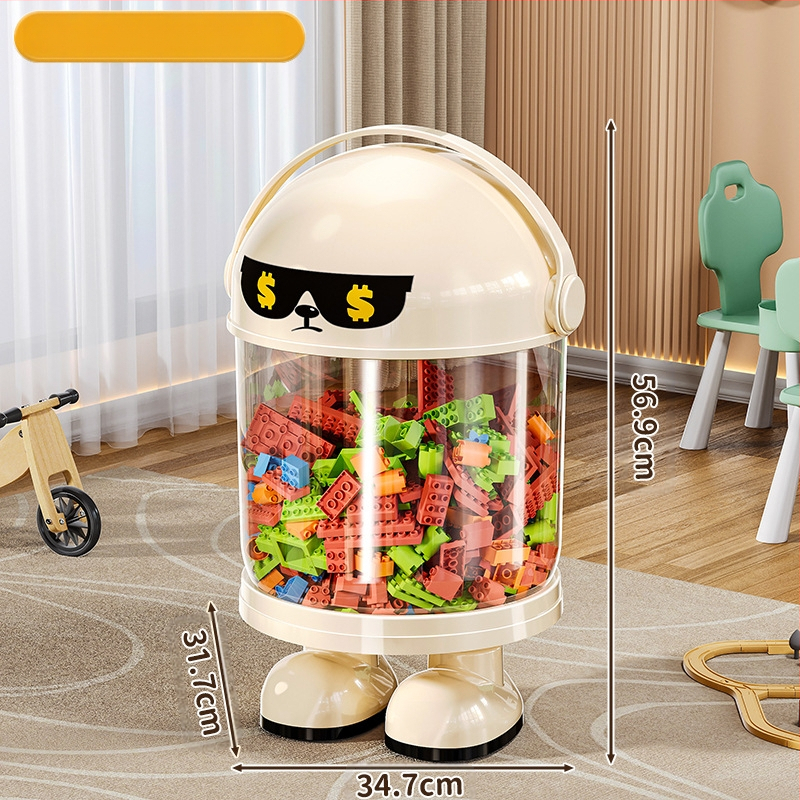 Пластмасова кутия за съхранение на играчки с прахозащитна тръба — модерен минималистичен стил за дневната