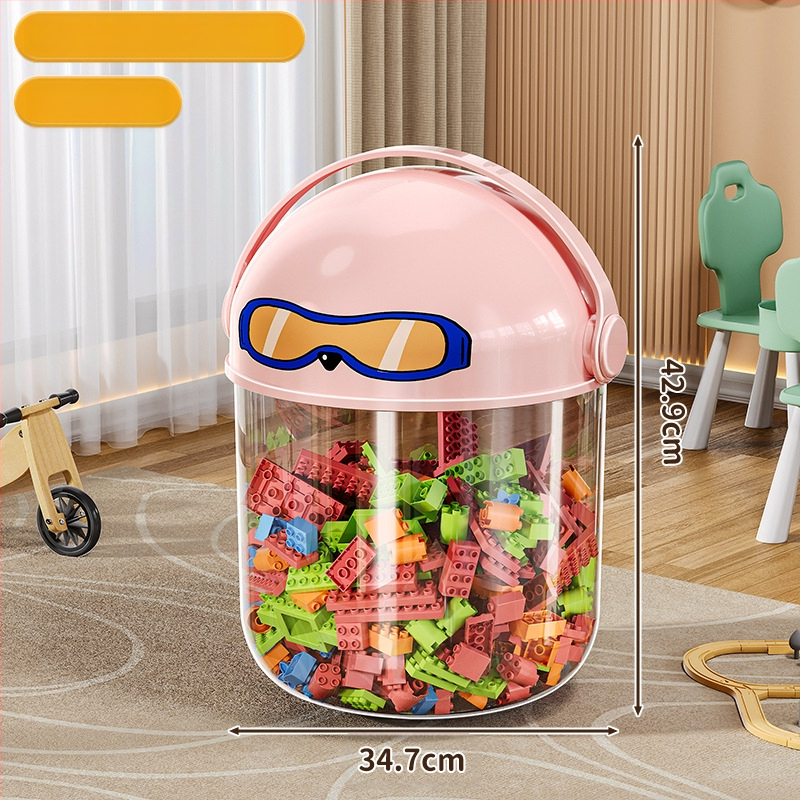 Пластмасова кутия за съхранение на играчки с прахозащитна тръба — модерен минималистичен стил за дневната