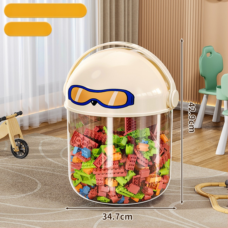 Пластмасова кутия за съхранение на играчки с прахозащитна тръба — модерен минималистичен стил за дневната