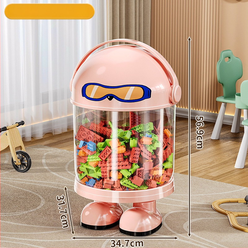 Пластмасова кутия за съхранение на играчки с прахозащитна тръба — модерен минималистичен стил за дневната