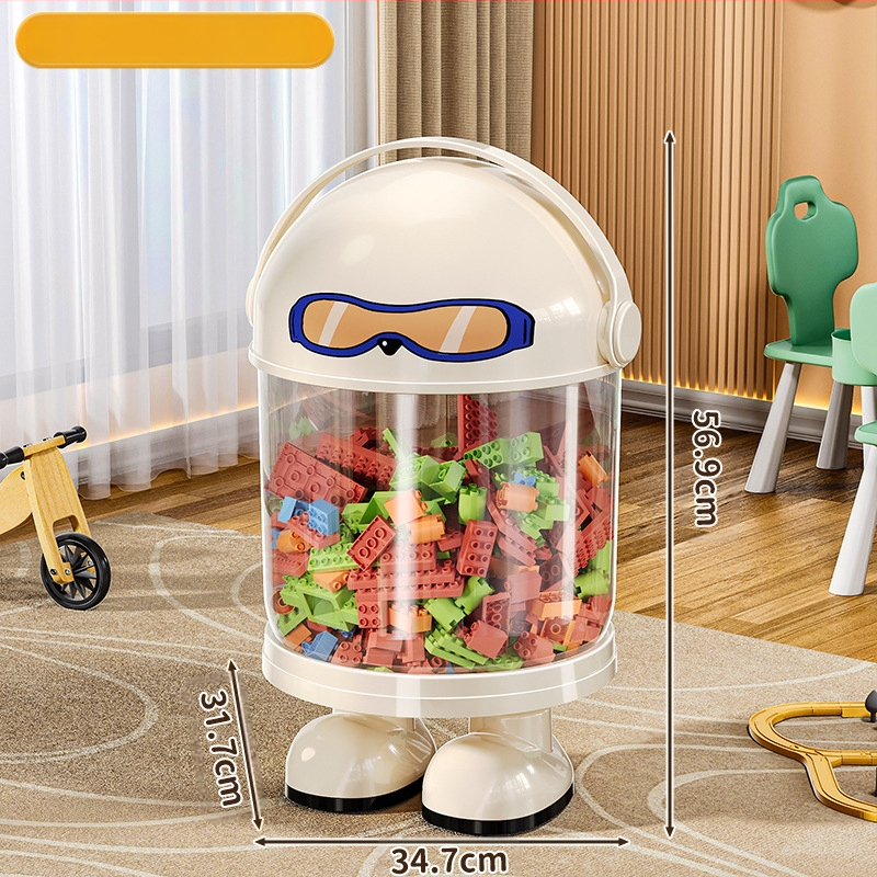 Пластмасова кутия за съхранение на играчки с прахозащитна тръба — модерен минималистичен стил за дневната