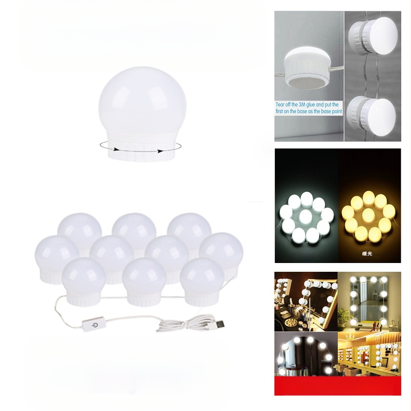 LED gaismas avots spogulim ar priekšējo apgaismojumu, griežams izvelkams spuldžu pavedienis, modelis Q03, skārienjūtīgs slēdzis