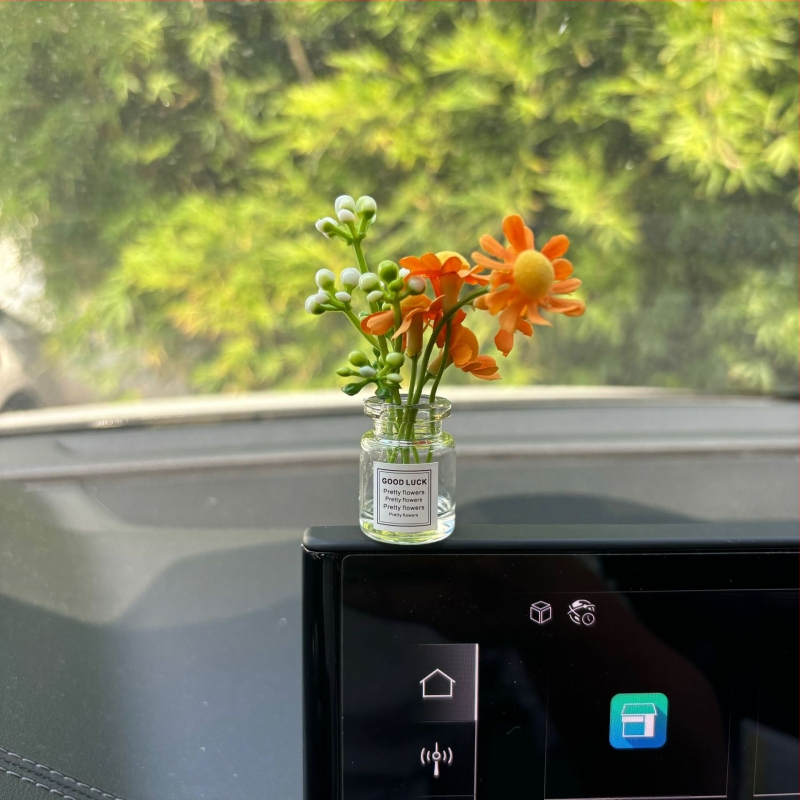 Слънчогледов стъклен декоративен аксесоар за интериор на автомобил – модерно украшение за табло и централна конзола