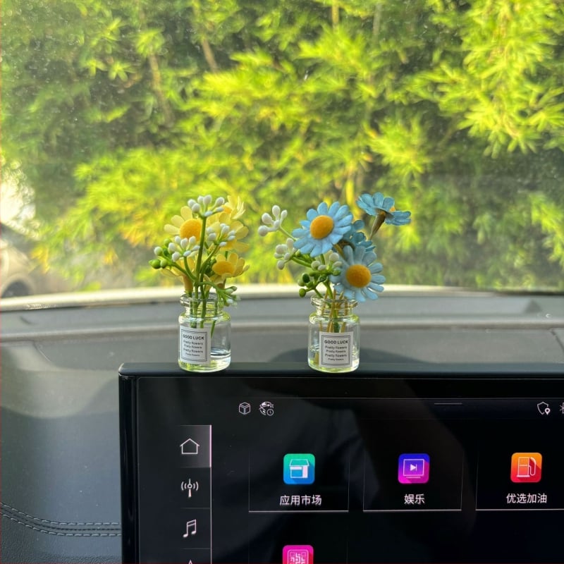 Слънчогледов стъклен декоративен аксесоар за интериор на автомобил – модерно украшение за табло и централна конзола