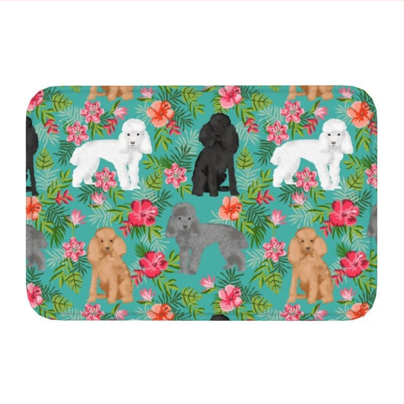 Covor de baie antiderapant pentru intrare, suprafață flokată, formă pătrată, material TPE, lavabil