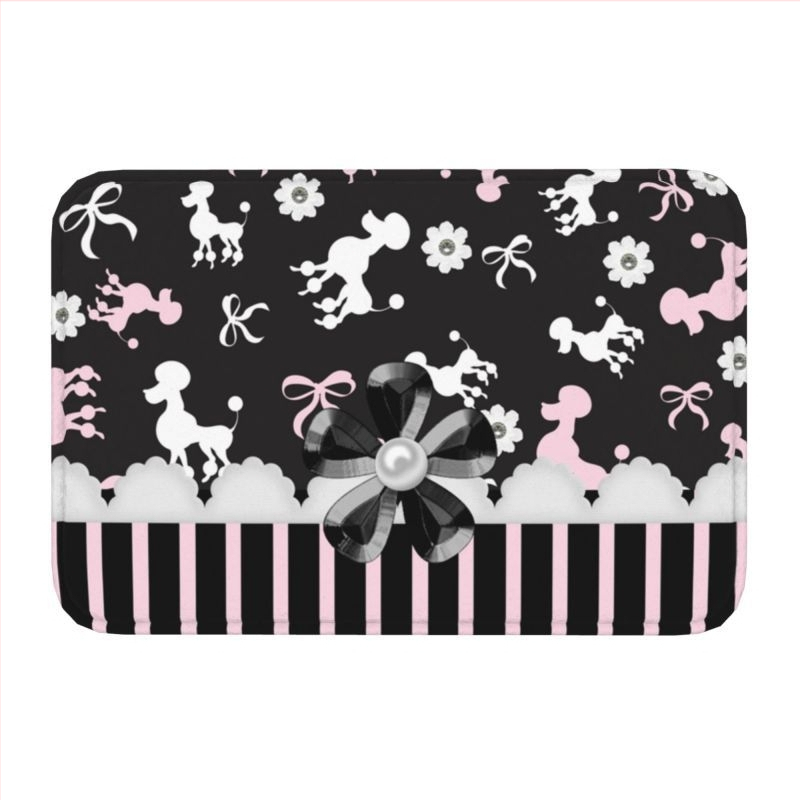 Covor de baie antiderapant pentru intrare, suprafață flokată, formă pătrată, material TPE, lavabil