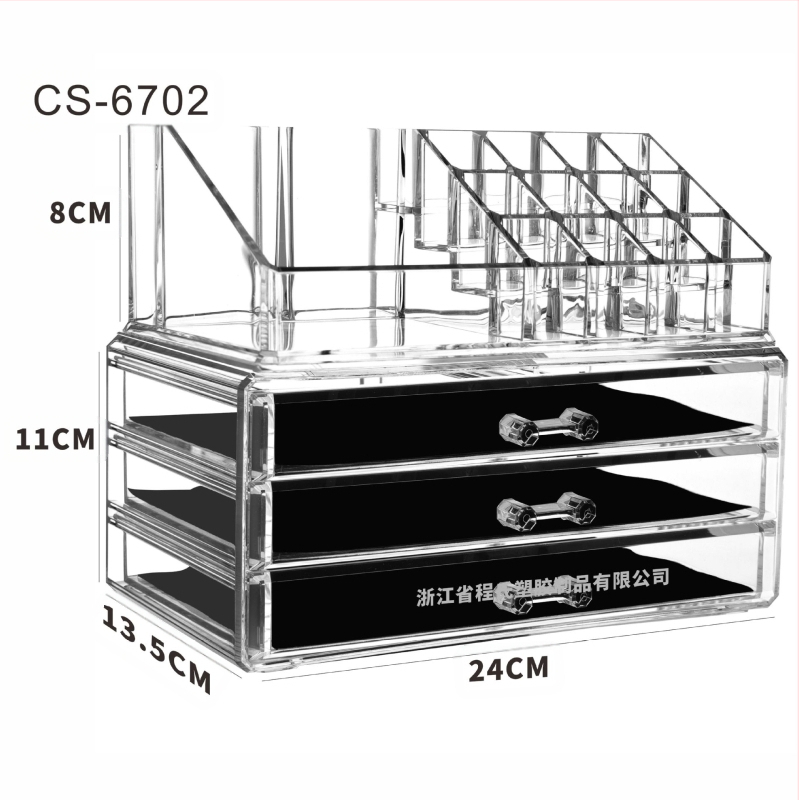 Skaidrus, sulankstomas stalčių dėklas kosmetikai ir smulkmenoms – biuro organizatorius nordiško stiliaus (akrilas; Yiwu kilmė)