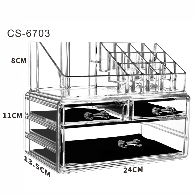 Skaidrus, sulankstomas stalčių dėklas kosmetikai ir smulkmenoms – biuro organizatorius nordiško stiliaus (akrilas; Yiwu kilmė)