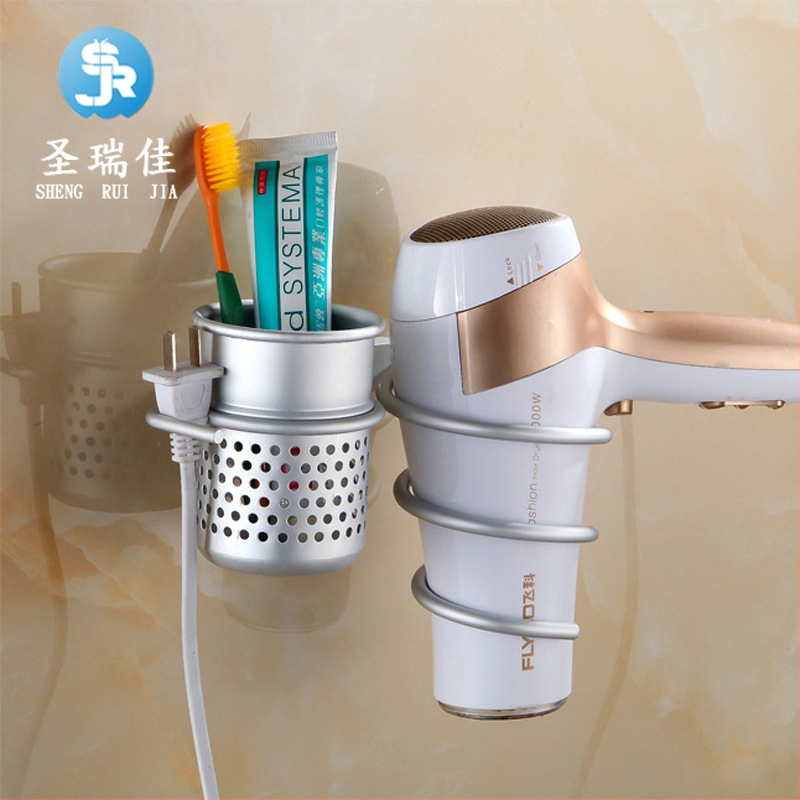 Saint Rejia 9441 Ράφι-στήριγμα σεσουάρ μαλλιών από κράγμα αλουμινίου, Ανόδιο οξείδωση φινίρισμα, Εγκατάσταση χωρίς τρύπες, Μέγιστο φορτίο 5,0 kg