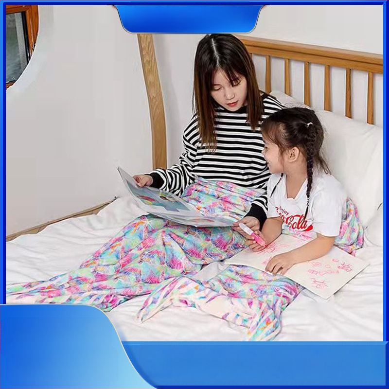 Sellőfarok pléd - puha, bőrbarát, meleg; poliészter anyag, 300 g, tavasz és ősz, geometriai mintázat, gyermekek és felnőttek részére