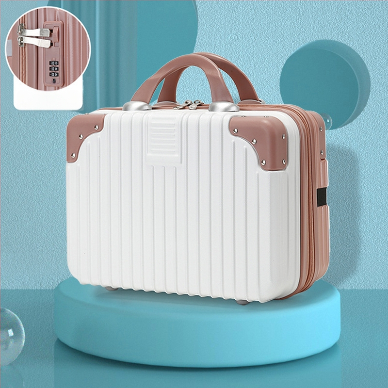 Куфар за пътуване с козметична чанта, ABS материал; отваряне с цип; универсални колела; водоустойчив и ултралек; обикновен комбиниран замък