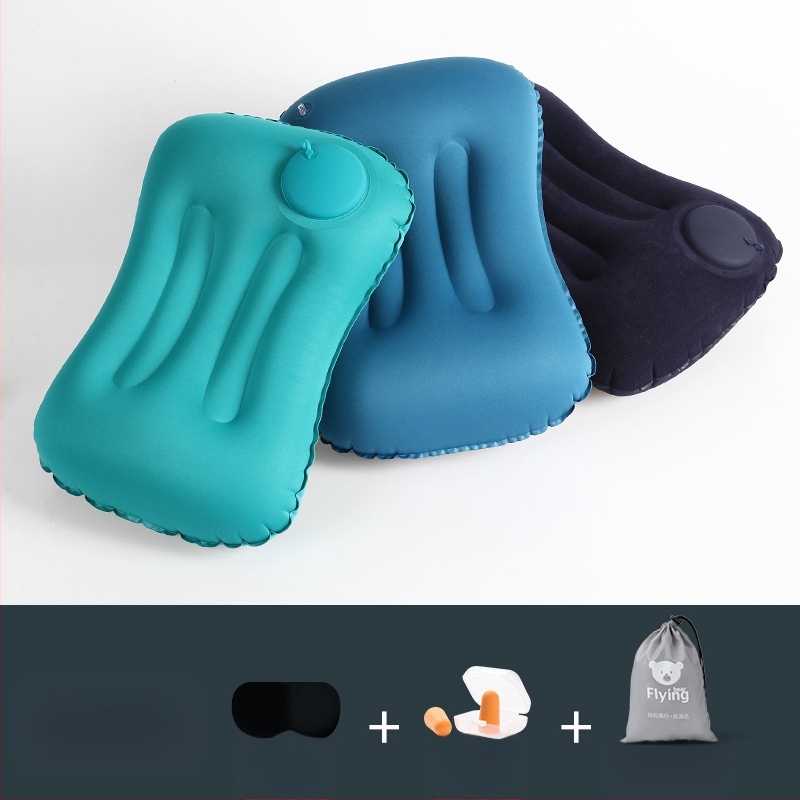 Utazási felfújható párna – Square modell, FlyingBear, 10 cm vastagság, környezetbarát PVC, súly 100 g