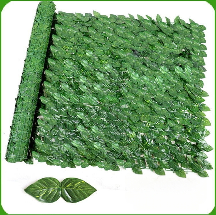 Mű falevél panel a falak és a mennyezet dekorálásához; ideális esküvők, kültéri terek és fotórekvizítumok számára — anyagok: műanyag, selyemvirágok, poliészter szövet; technikák: reliefes nyomás és szitanyomás.