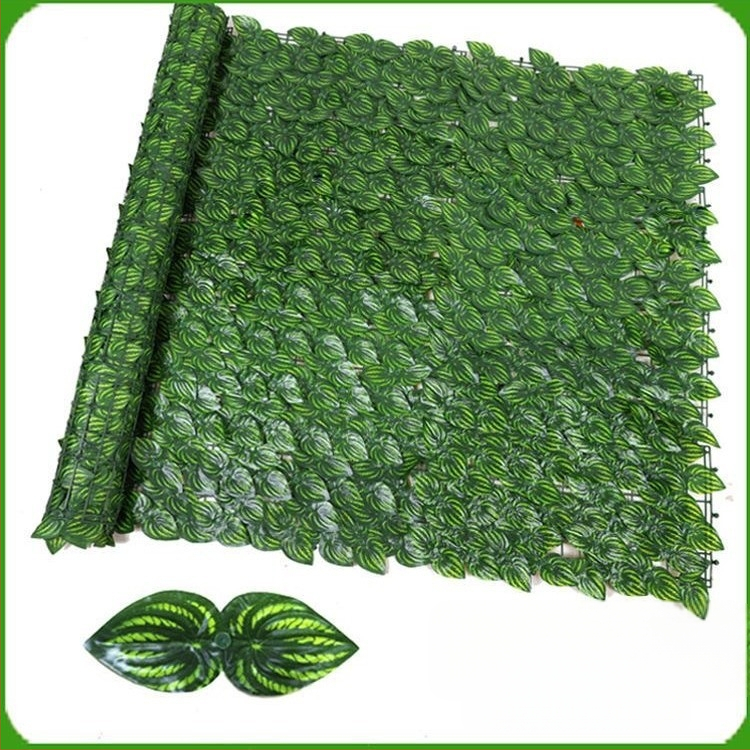 Mű falevél panel a falak és a mennyezet dekorálásához; ideális esküvők, kültéri terek és fotórekvizítumok számára — anyagok: műanyag, selyemvirágok, poliészter szövet; technikák: reliefes nyomás és szitanyomás.