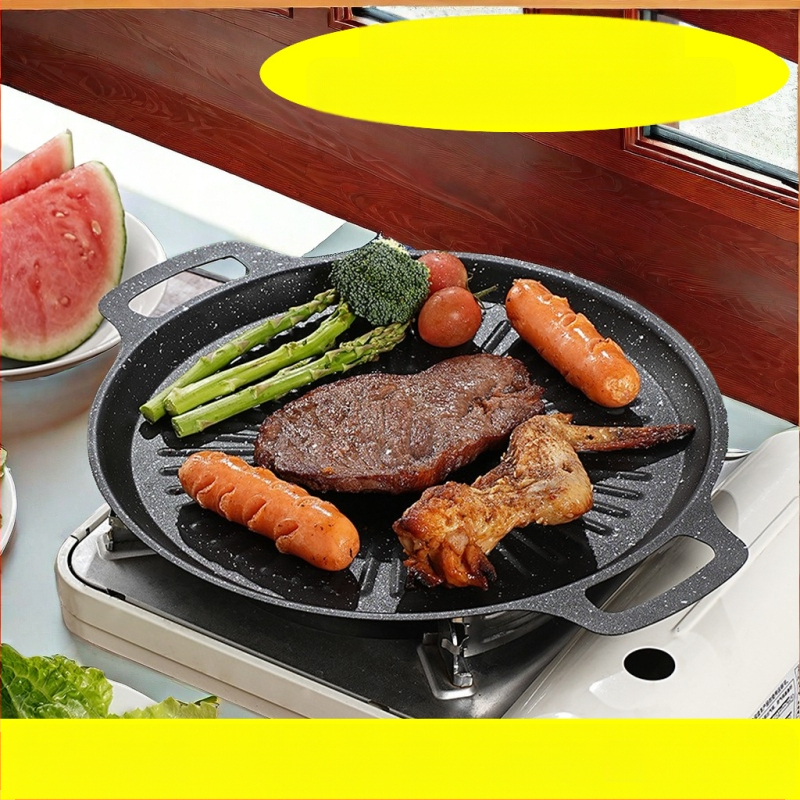 Okrugli grill tigan za kampiranje – prijenosni, bezdimni, s protivljeplivim premazom, lako se čisti