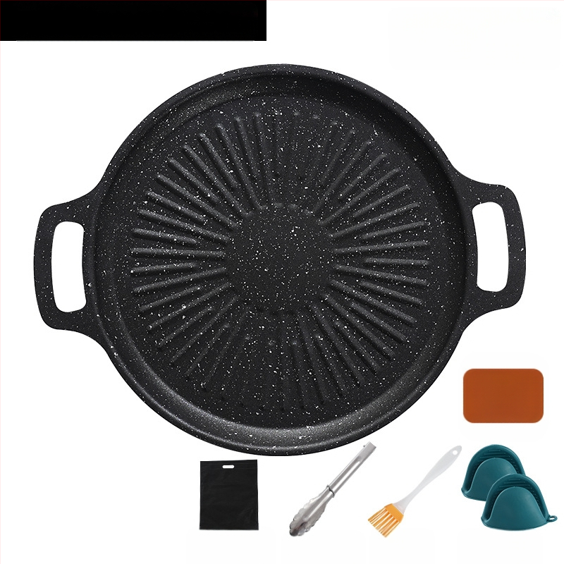 Okrugli grill tigan za kampiranje – prijenosni, bezdimni, s protivljeplivim premazom, lako se čisti