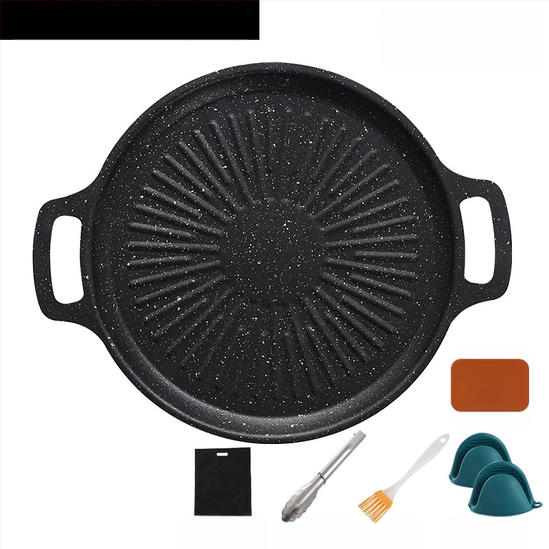 Okrugli grill tigan za kampiranje – prijenosni, bezdimni, s protivljeplivim premazom, lako se čisti