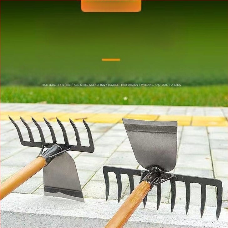 Greblă din oțel cu zece dinți — unealtă multifuncțională pentru afânarea solului