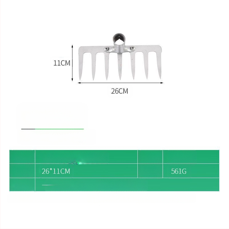Greblă din oțel cu zece dinți — unealtă multifuncțională pentru afânarea solului