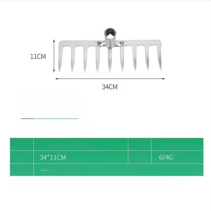 Greblă din oțel cu zece dinți — unealtă multifuncțională pentru afânarea solului