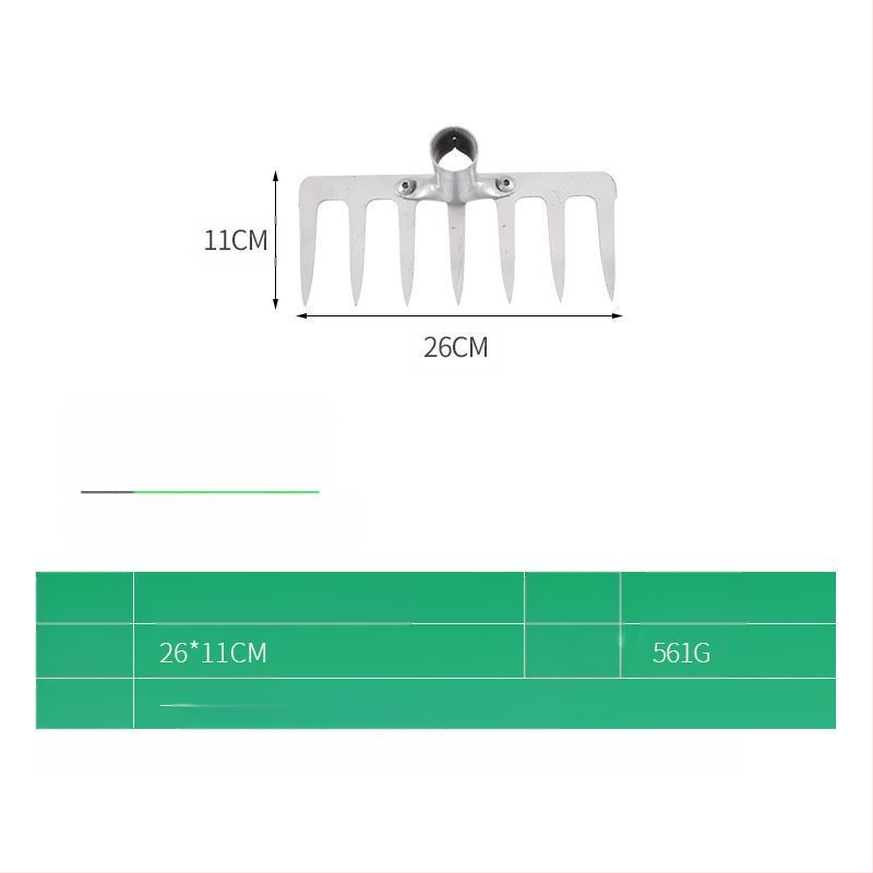 Greblă din oțel cu zece dinți — unealtă multifuncțională pentru afânarea solului