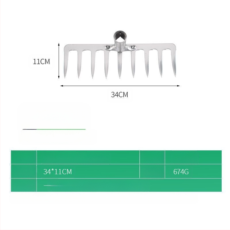 Greblă din oțel cu zece dinți — unealtă multifuncțională pentru afânarea solului