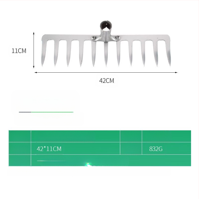 Greblă din oțel cu zece dinți — unealtă multifuncțională pentru afânarea solului