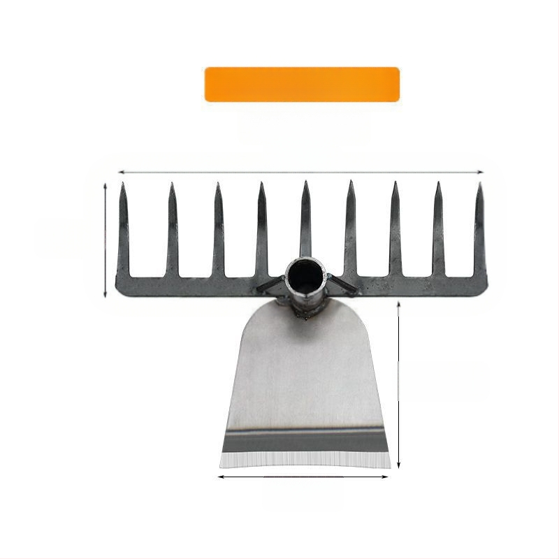 Greblă din oțel cu zece dinți — unealtă multifuncțională pentru afânarea solului
