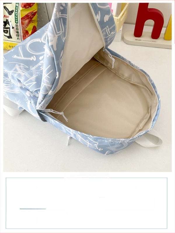 Lányok iskolai hátizsák – ultrakönnyű, nagy kapacitású, nylonból, légpárnás vállpántokkal, poliészter bélés, betűmintás dizájn, iskola használatra