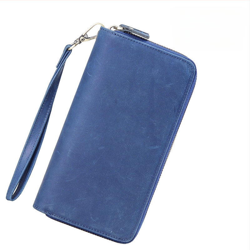 Portofel lung din piele naturală, cu fermoar dublu, model 4009, căptuțe nylon, brand Tiding