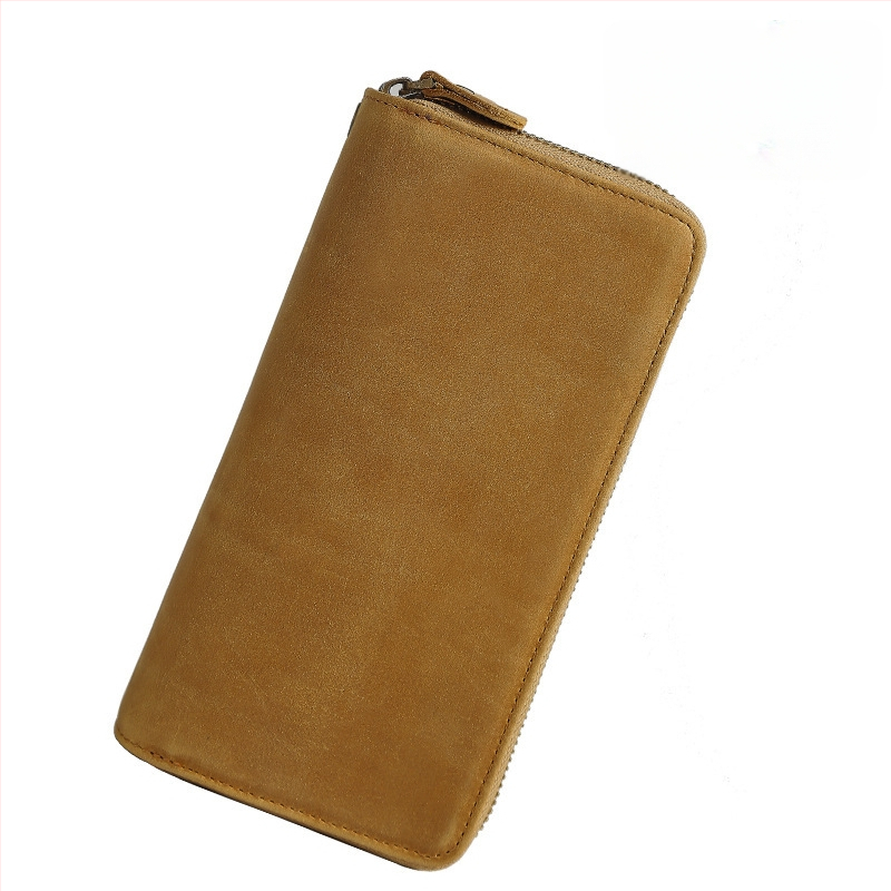 Portofel lung din piele naturală, cu fermoar dublu, model 4009, căptuțe nylon, brand Tiding