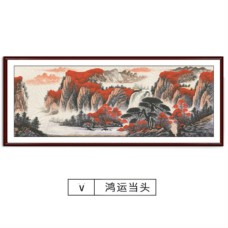 Maastikuline seinaamaal elutoa jaoks, massiivses puidus raam, mattpaberipõhi, kaheosaline komplekt, riputamiseks või raamimiseks, uus Hiina stiil