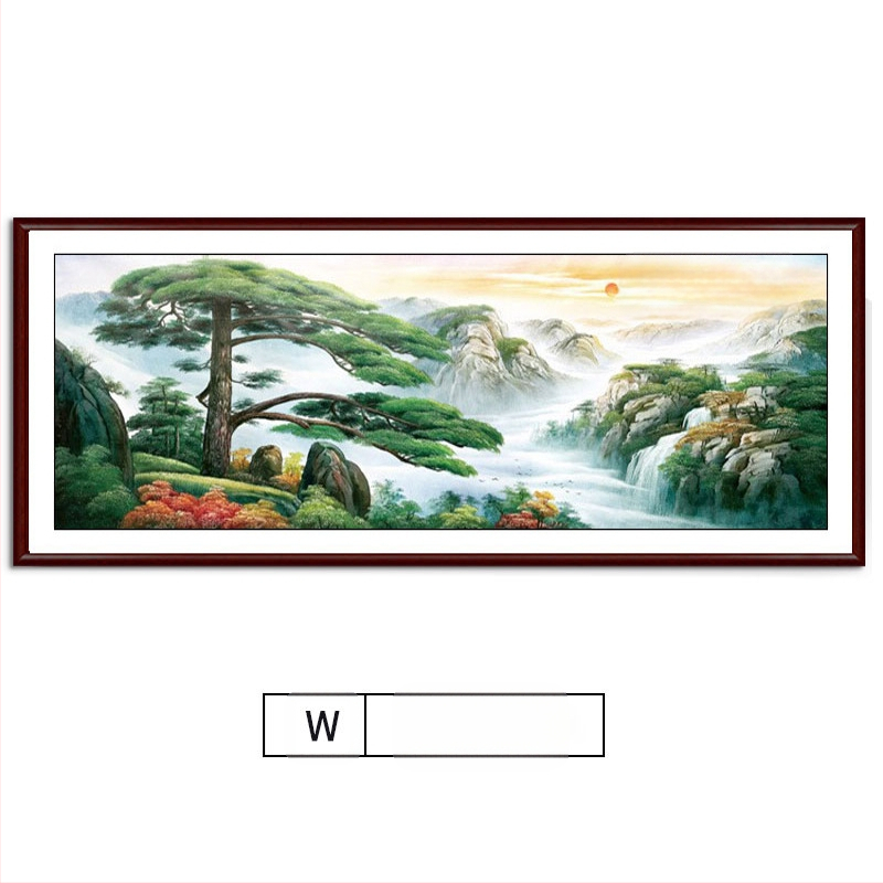 Maastikuline seinaamaal elutoa jaoks, massiivses puidus raam, mattpaberipõhi, kaheosaline komplekt, riputamiseks või raamimiseks, uus Hiina stiil