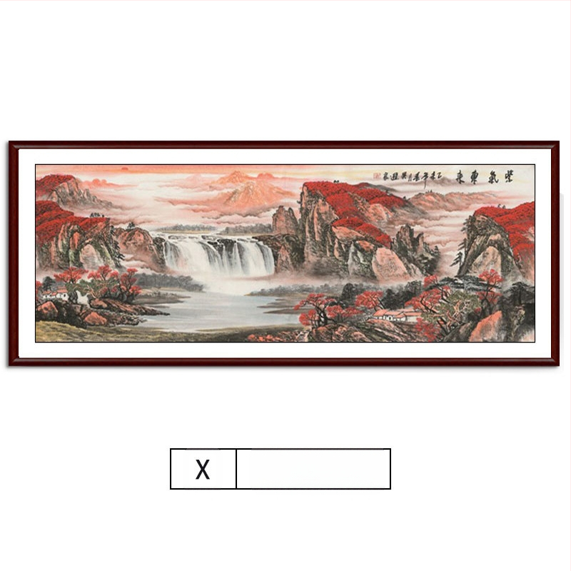 Maastikuline seinaamaal elutoa jaoks, massiivses puidus raam, mattpaberipõhi, kaheosaline komplekt, riputamiseks või raamimiseks, uus Hiina stiil