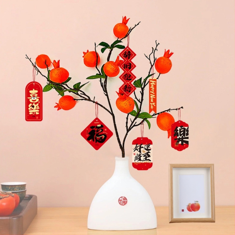 Vas ceramic cu fructe artificiale pentru decorul livingului — cadou pentru casa nouă