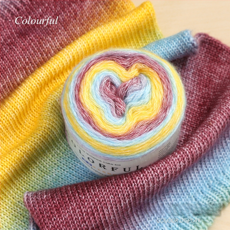 Градиентно боядисана вълнена топка за ръчно плетене – Spray-spun, средна дебелина